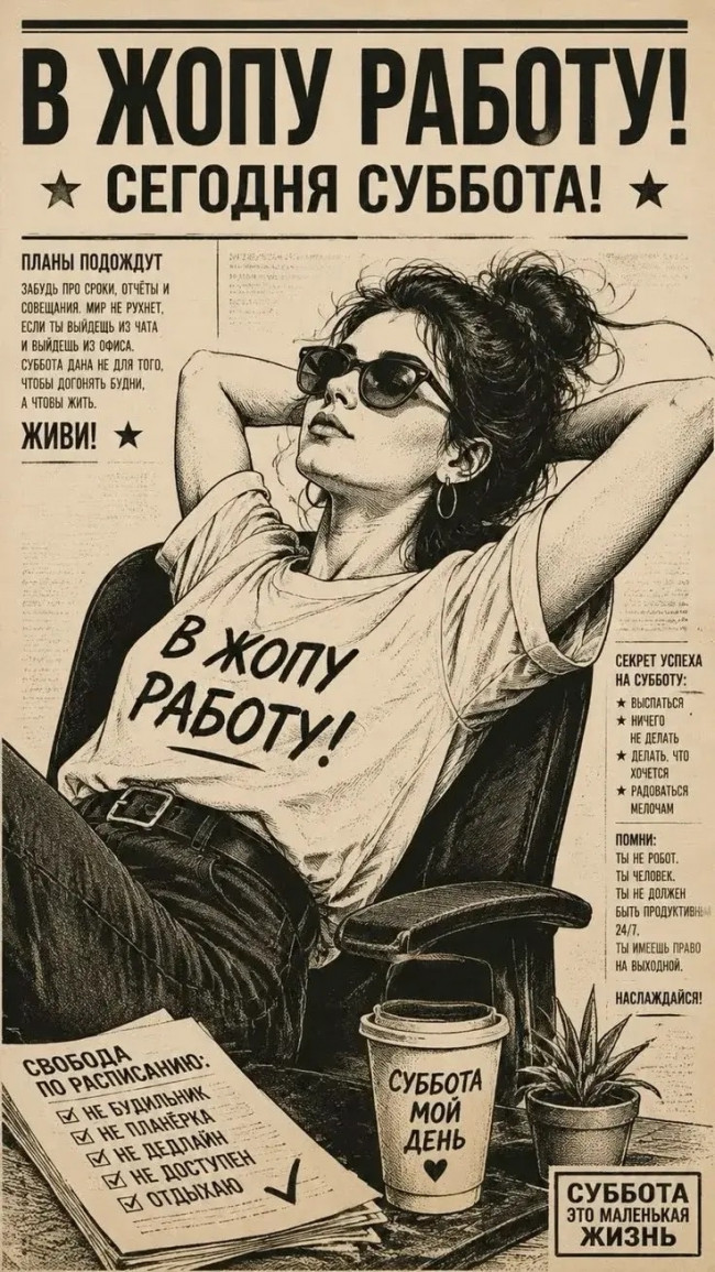 Плакат "В жопу работу"